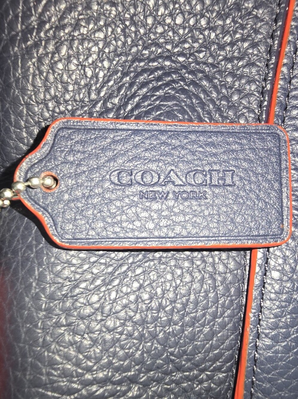 Coach Pebble Navy Pebble Leather Graham Laptop  Messenger Bag NWOT - Picture 7 of 16
